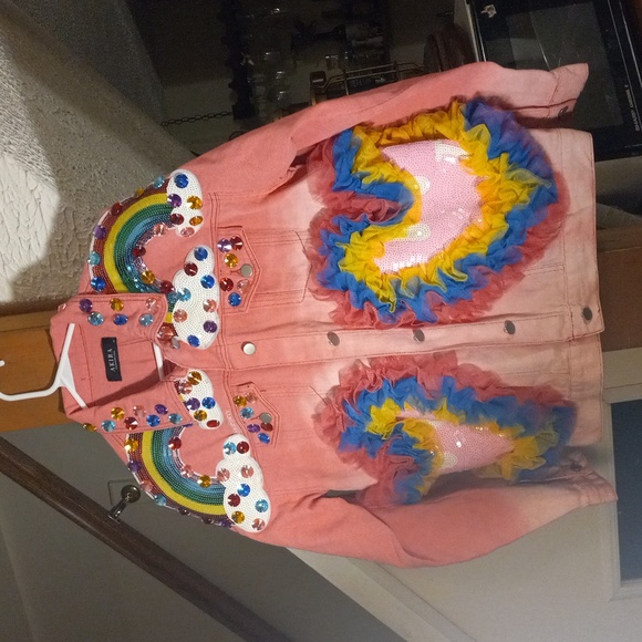 KAWAII PINK DENIM JACKET, Rainbow, Medium/large - Picture 6 of 16